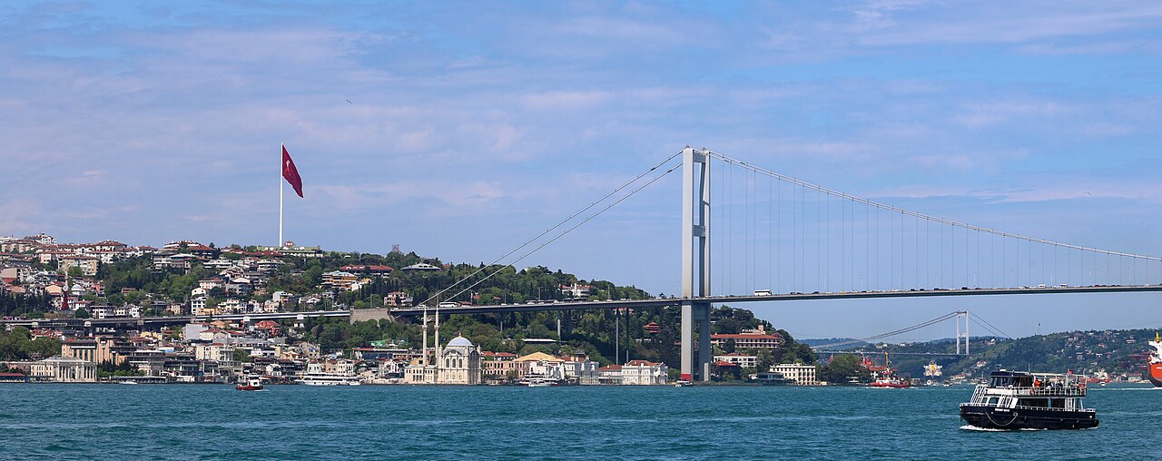 A ship passing through the Bosphorus strait in Istanbul