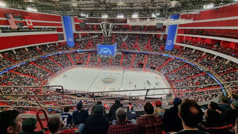Players in action during an NHL game