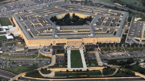 Aerial view of the Pentagon building