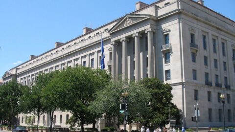 A U.S. federal government headquarters building in Washington, D.C.