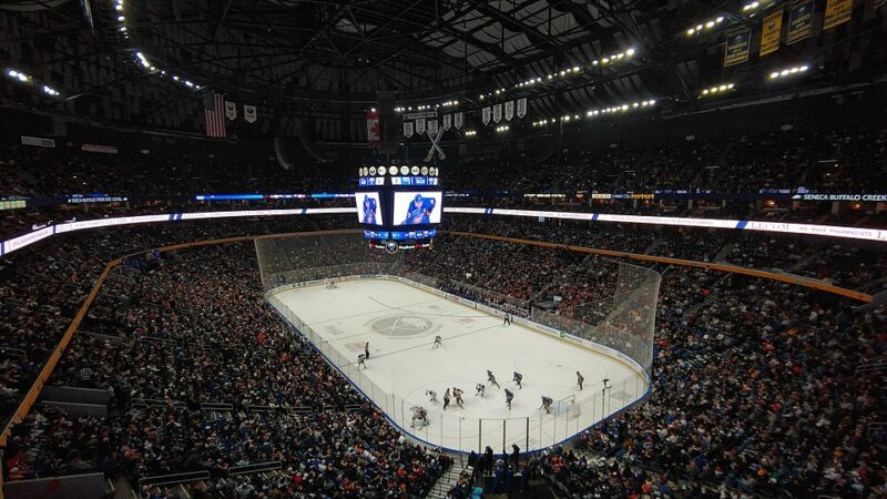 Players in action during an NHL game