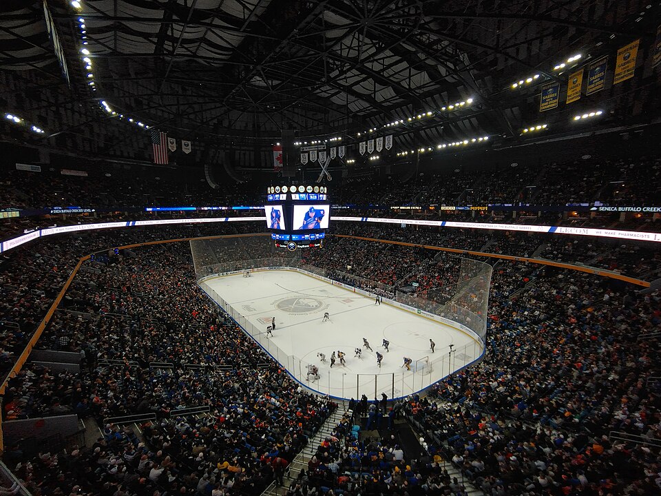 Players in action during an NHL game