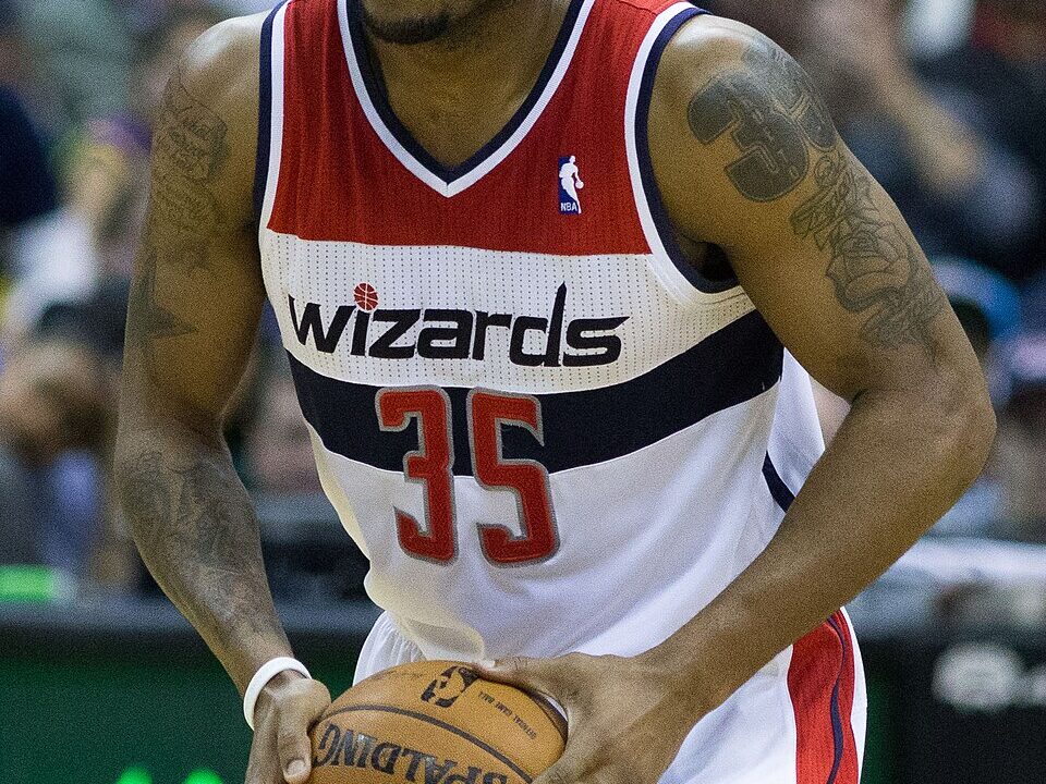 A professional basketball player during an NBA game