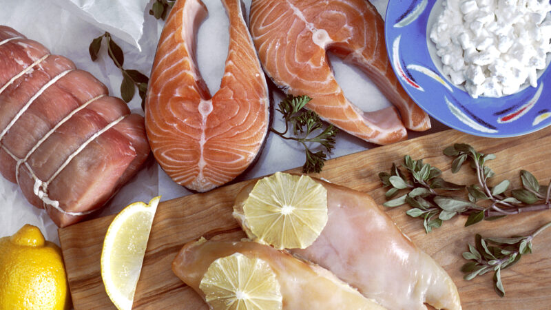 An assortment of protein-rich foods