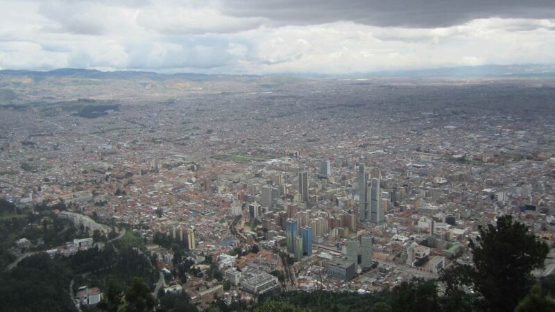 Bogota Colombia cityscape viewed from Monserrate hill