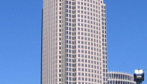 Bank of America Corporate Center tower in Charlotte, North Carolina, on a clear day