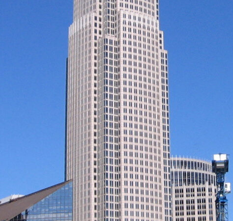 Bank of America Corporate Center tower in Charlotte, North Carolina, on a clear day