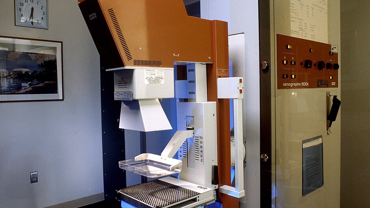 A mammography machine used for breast cancer screening