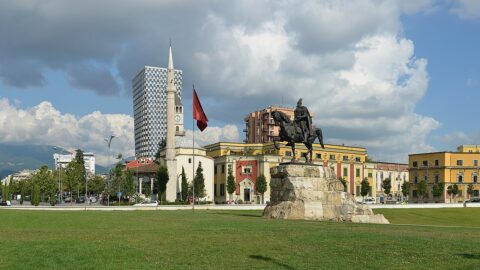 Skanderbeg Square in Tirana Albania city centre
