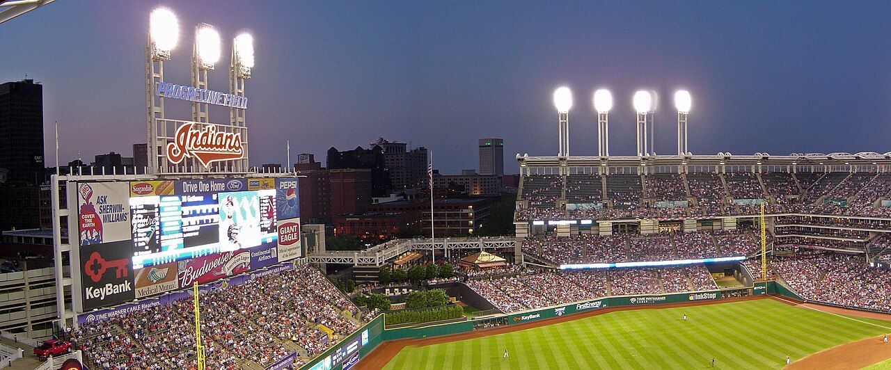 Panoramic view of a Major League Baseball stadium