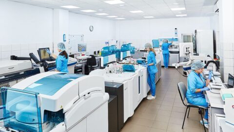 A group of scientists working in a laboratory