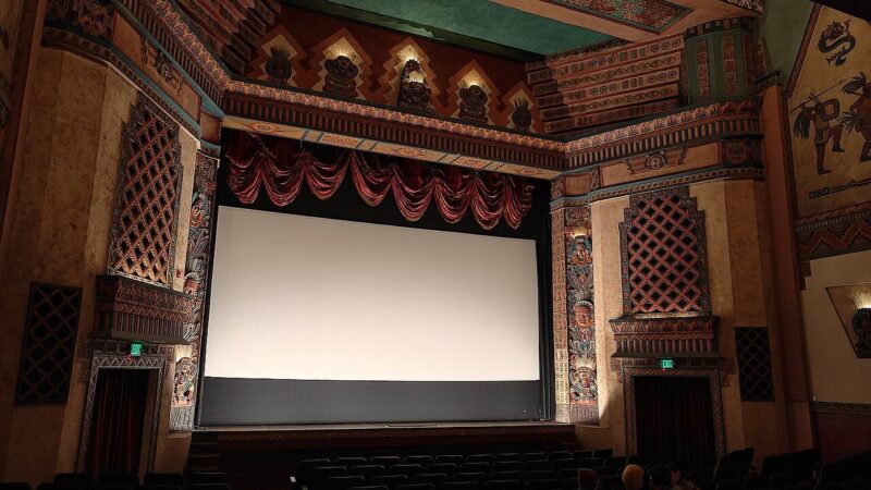 The main screen inside a cinema auditorium