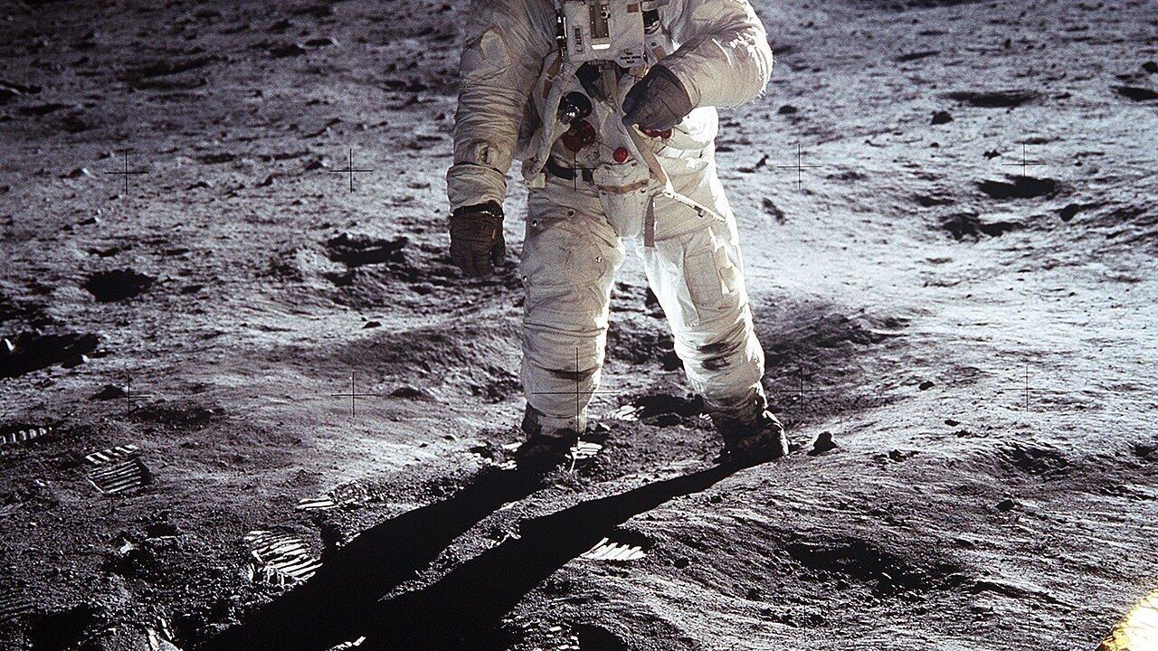 Apollo 11 astronaut Buzz Aldrin standing on the surface of the Moon in 1969 (NASA)