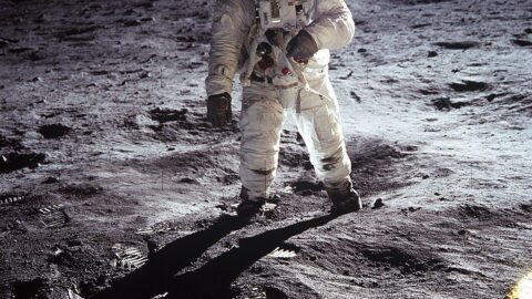 Apollo 11 astronaut Buzz Aldrin standing on the surface of the Moon in 1969 (NASA)