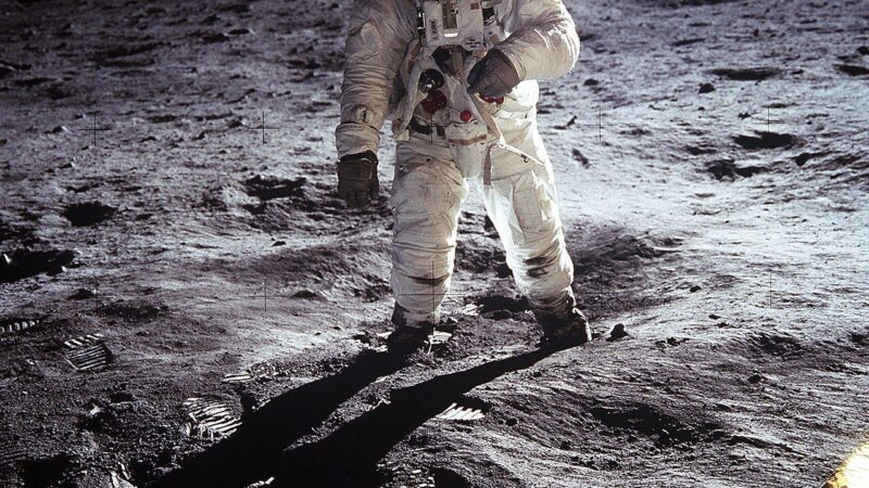 Apollo 11 astronaut Buzz Aldrin standing on the surface of the Moon in 1969 (NASA)