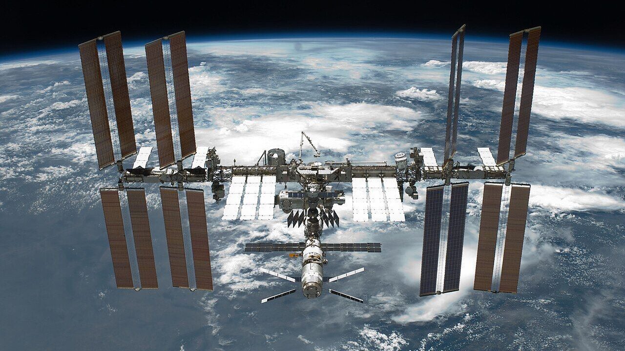 The International Space Station in orbit after a space shuttle undocking (NASA)