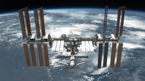 The International Space Station in orbit after a space shuttle undocking (NASA)