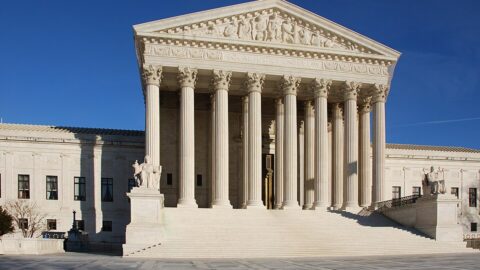 The facade of the United States Supreme Court building in Washington